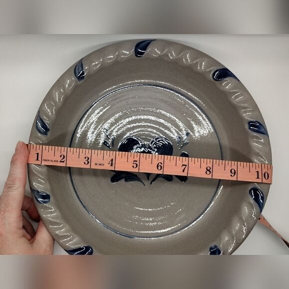 Rowe Pottery Pie Plate with Salt Glaze and Heart - Picture 3 of 3